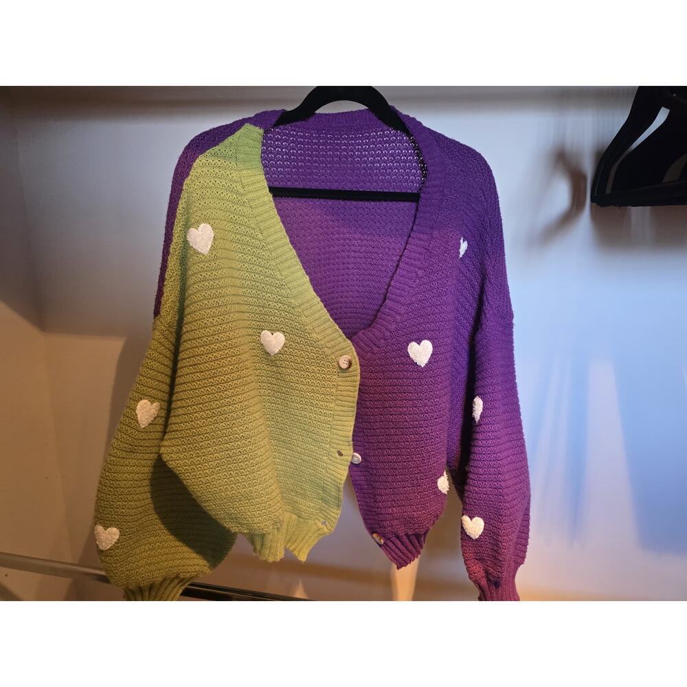Womens Knitted Sweater Oversized Drop Shoulder Sleeve with Heart Pattern - 3XL - Picture 3 of 6